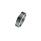 1305 Black Stripes Stainless Steel Ring