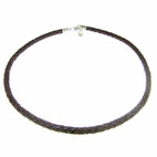 2068 Round Braided Leather Necklace in brown