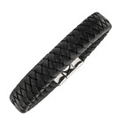 Leather bracelet Black braided 4517