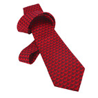 Red silk tie with logo