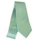Green silk tie with logo