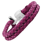 Bracelet cuir tressé fuchsia