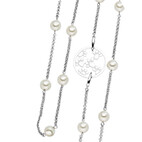Sautoir magnétique, perles blanches 4209