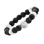 Elastisches Lavaperlen-Armband „Yin & Yang“ 5115